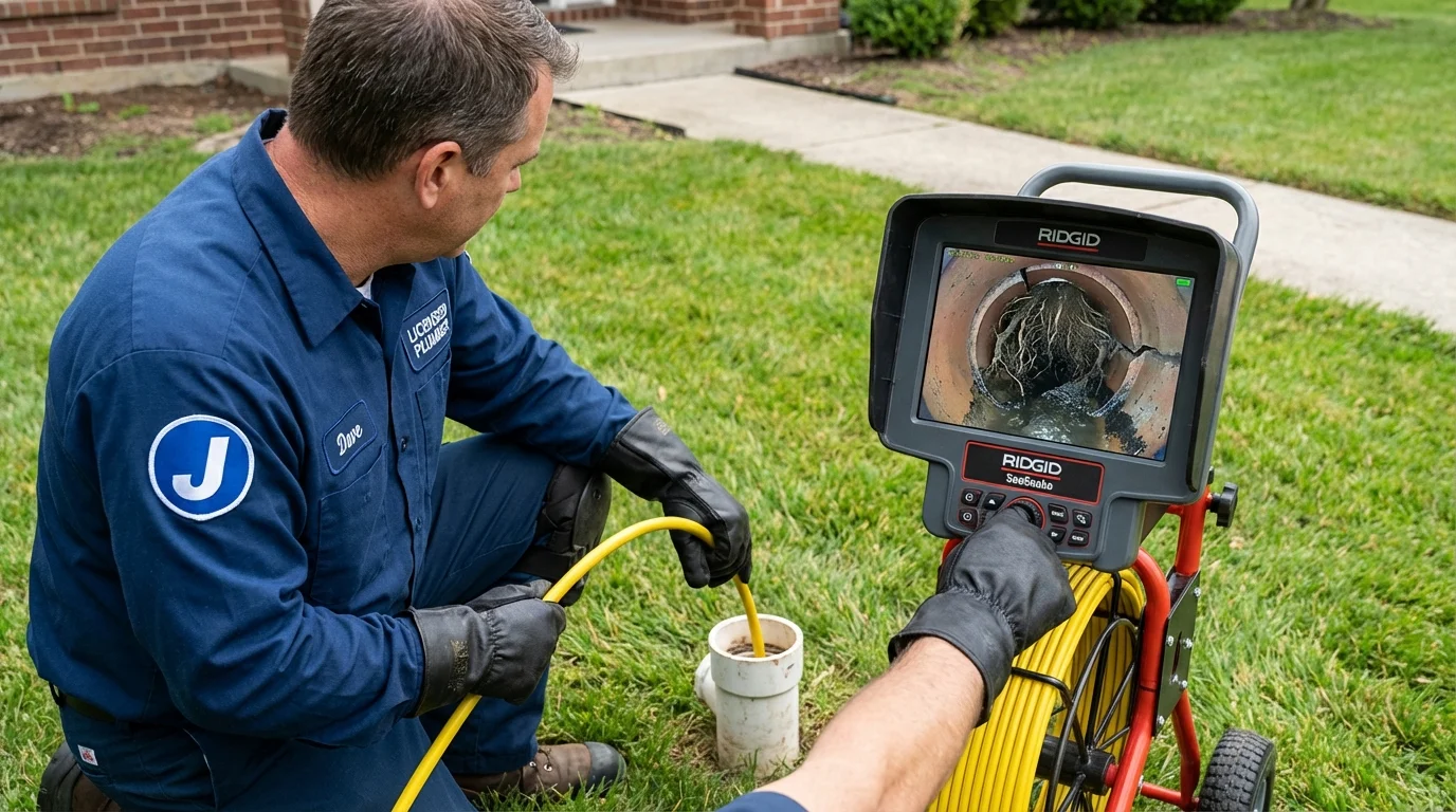 Sewer camera inspection being performed by Johns Plumbing LLC in Floyd